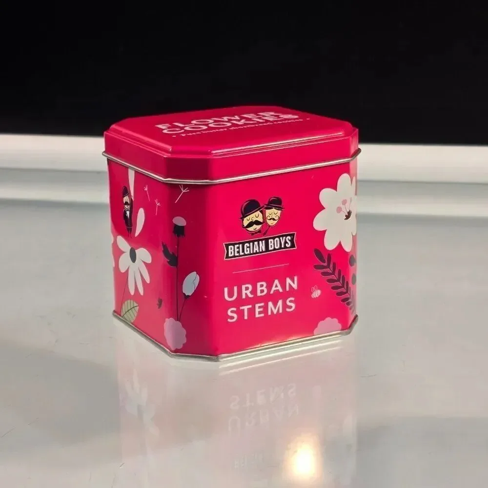 Belgian Boys Empty Tin Flower Cookies Box